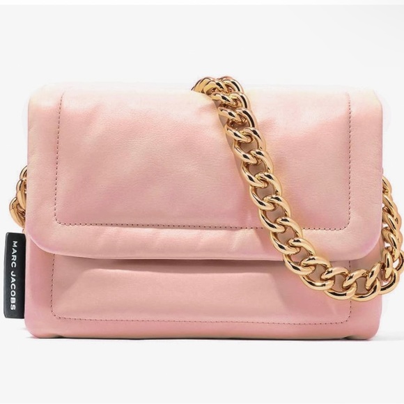 NWT MARC JACOBS Pink and Gold pillow leather Crossbody Bag with Chunky Chain - Picture 1 of 14